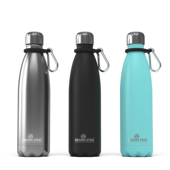 Greens Steel - Vente Bouteilles d'eau - Bouteille d'eau réutilisable en acier inoxydable Aqua Blue, 17 oz