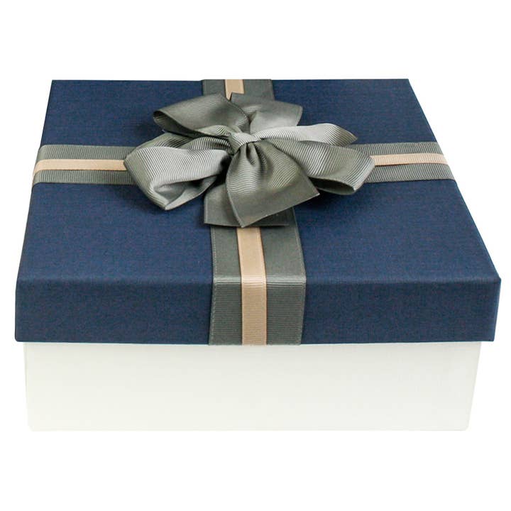 Emartbuy – wholesale Presentbox – Cream Box med blått lock - 23,5 x 23,5 x 10 cm