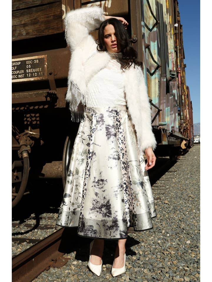 WHITE Sequined Fringe Detail Faux Coat PM4157 for wholesale on Faire2