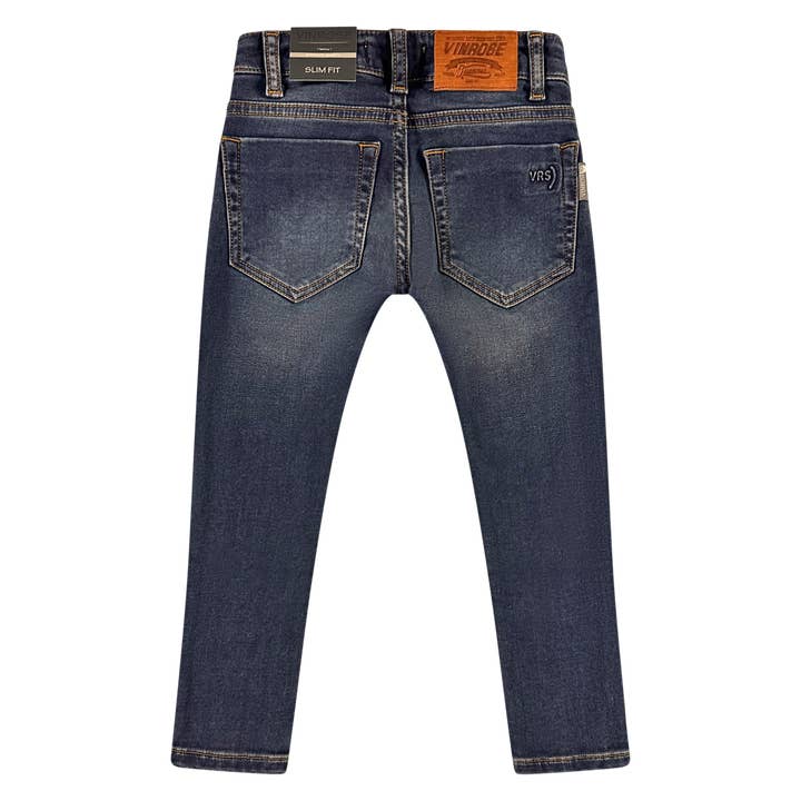 Jean skinny en denim bleu moyen pour la vente par Vinrose