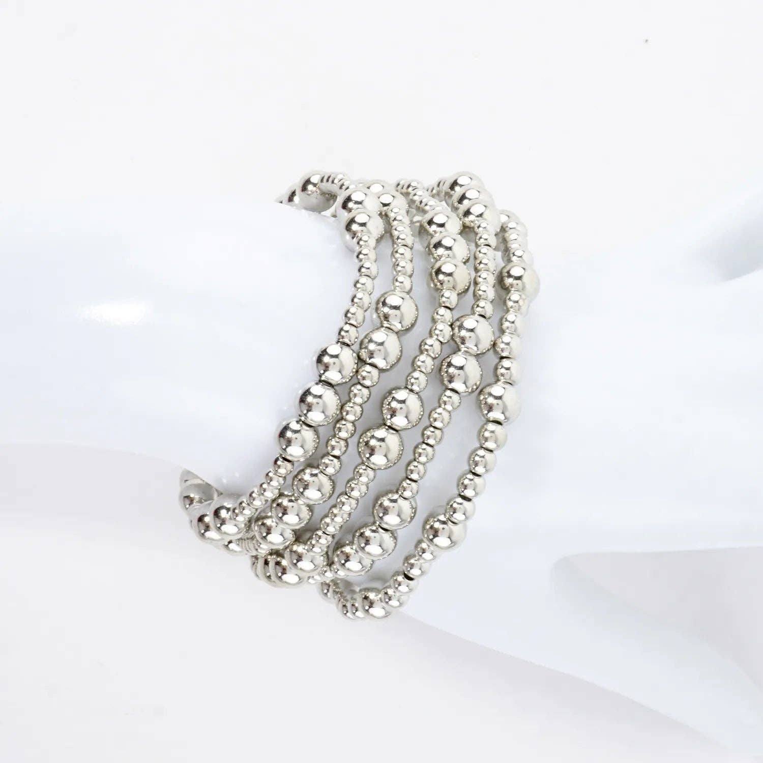 Wild Honey - Wholesale Jewelry Set - 5PC Station Metallic Beads Stretch Bracelets Set5