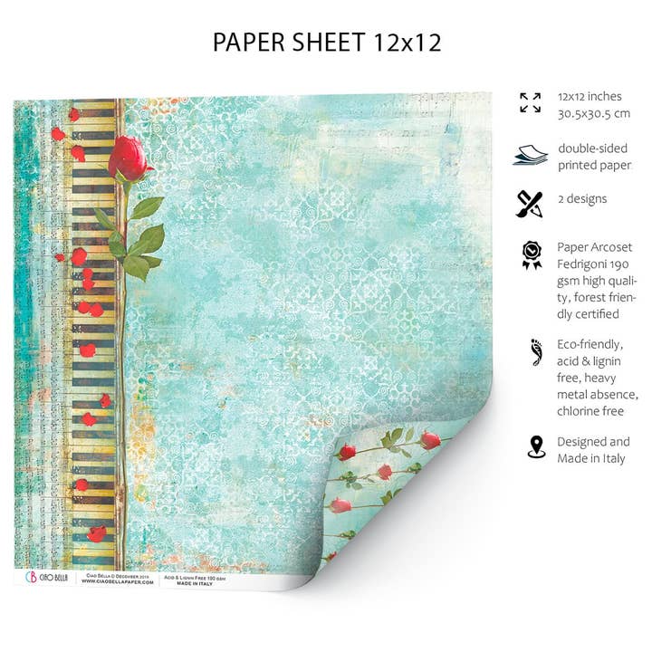 Ecstasy Crafts Distributing - Wholesale Craft Supplies - Ciao Bella Baila Conmigo Paper Sheet 12"x12"1