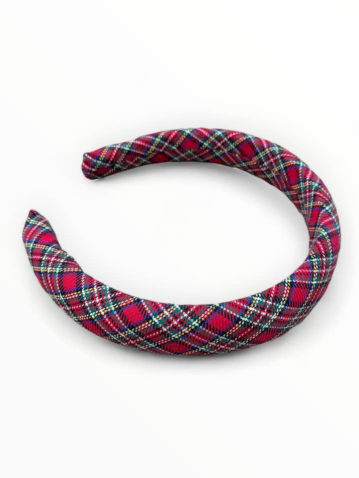Padded headband in Holiday Plaid for wholesale by Sun House Children's