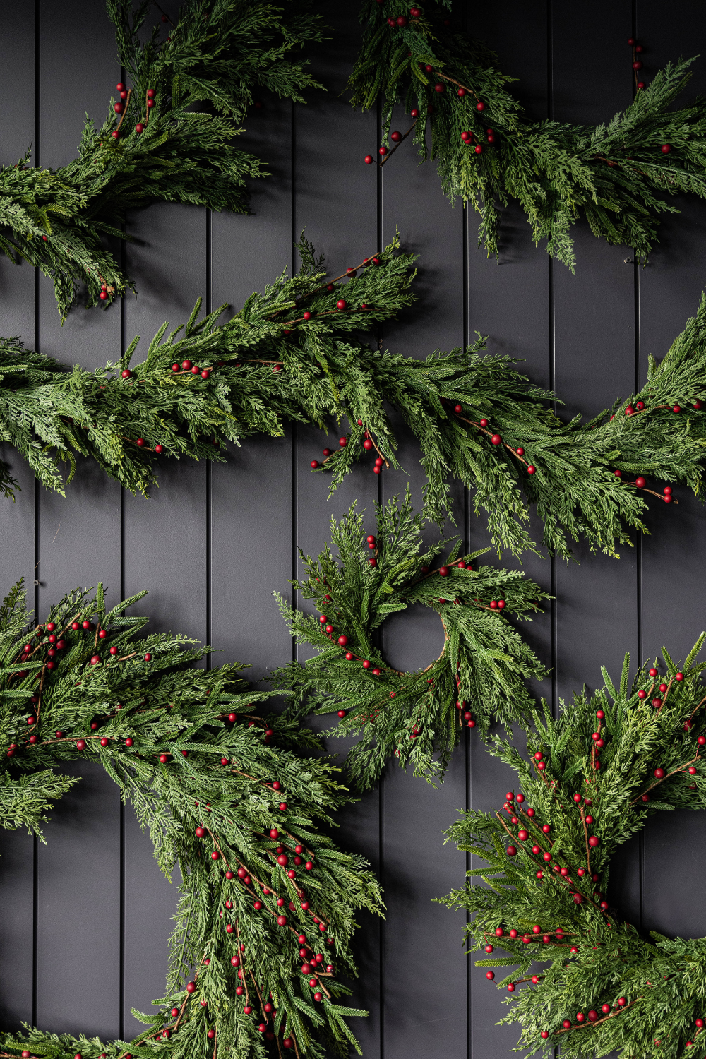 Luxe B Co - Wholesale Wreath - Red Plum Berry Norfolk Cypress Real Touch Wreath - 14"6