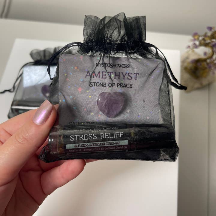 Crystal + Rollerball Duo | Lugnt Avsiktsset Bundle Kit för wholesale av Mystic Showers