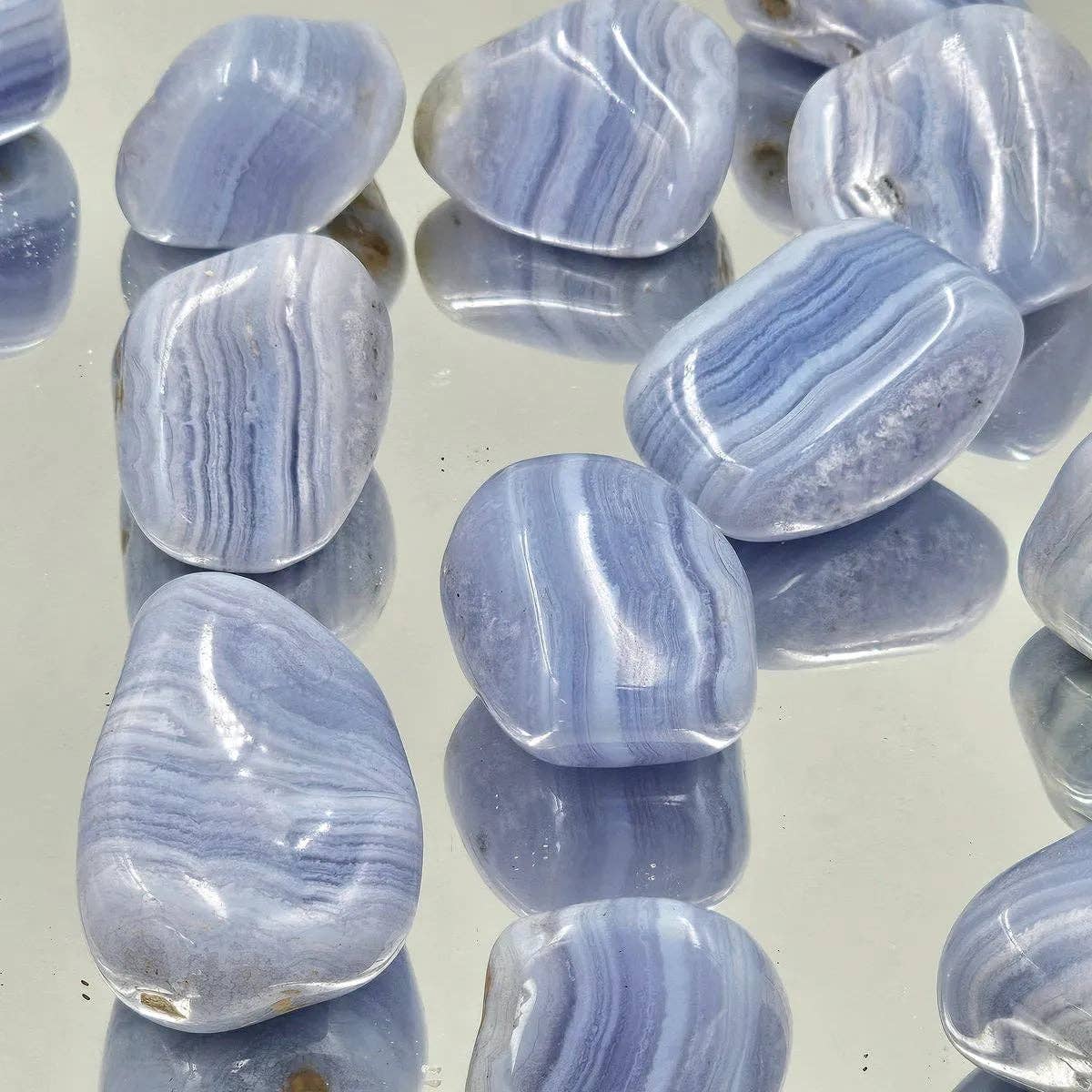 Distinction Crystals – wholesale Spiritual stone/crystal – Blue Lace Agate Crystal Tumblestones 100g Batch0