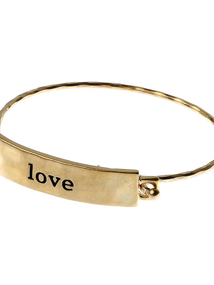 Luxe Love Hammered Rectangle Message Bracelet for wholesale by Oceanic Jewellers - Majique London