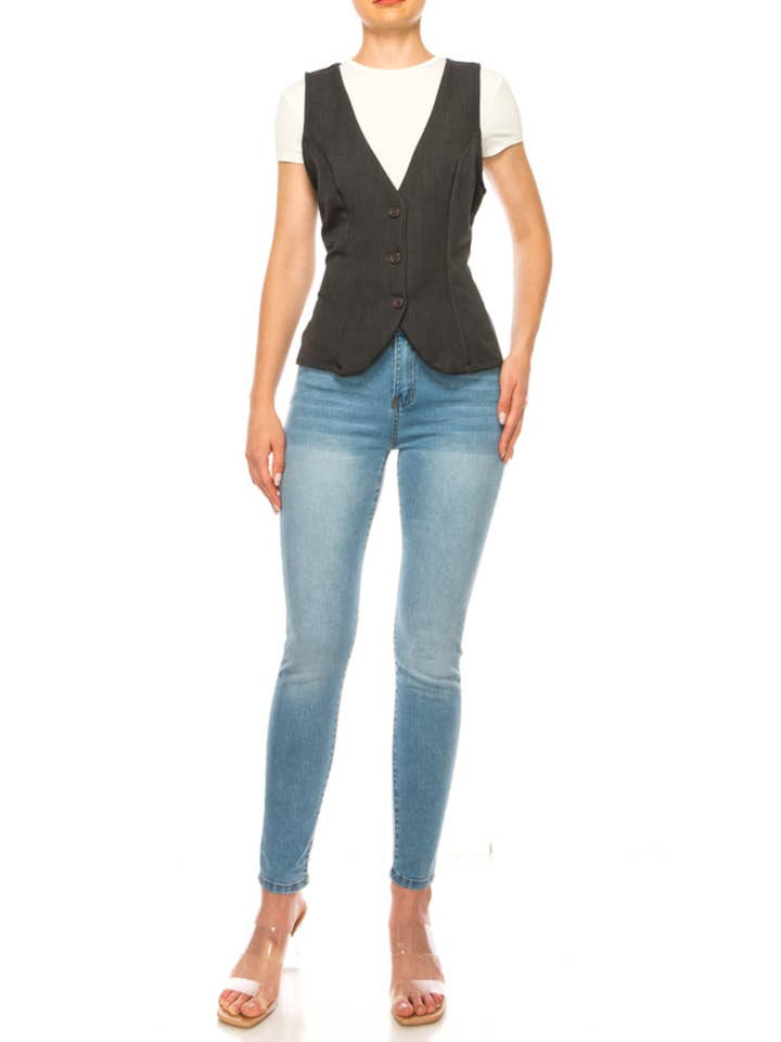 MOA COLLECTION – wholesale Suit vest – Women′s – Women's Dressy Casual Racerback Vest Tuxedo Suit Waistcoat3