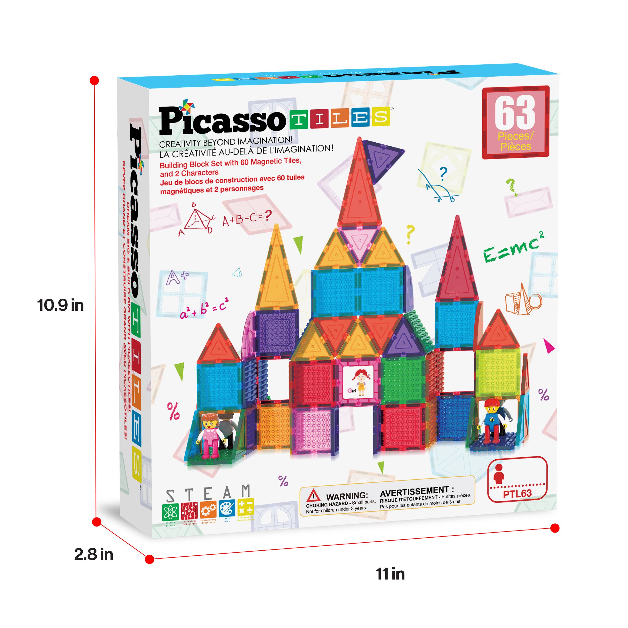PicassoTiles - Wholesale Building Set - Kids - PicassoTiles 63pc Brick & Magnetic Tile Building Set8