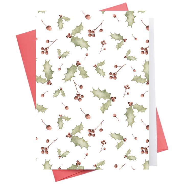 Holly Pattern | Christmas Greeting Card for wholesale by Inkwell Cards