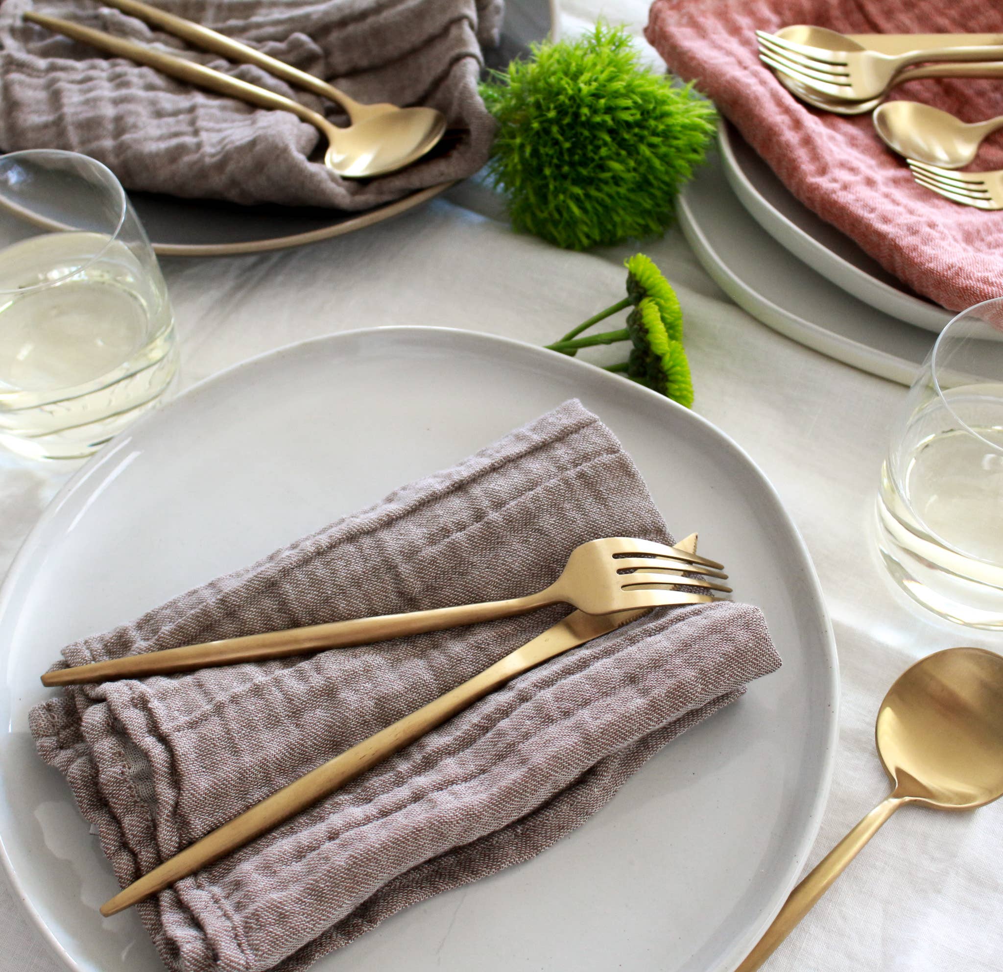 My Kitchen Linens – Guardanapo e pano de jantar por atacado – Conjunto de 4 Guardanapos Castanho Natural/Musselina de Algodão3