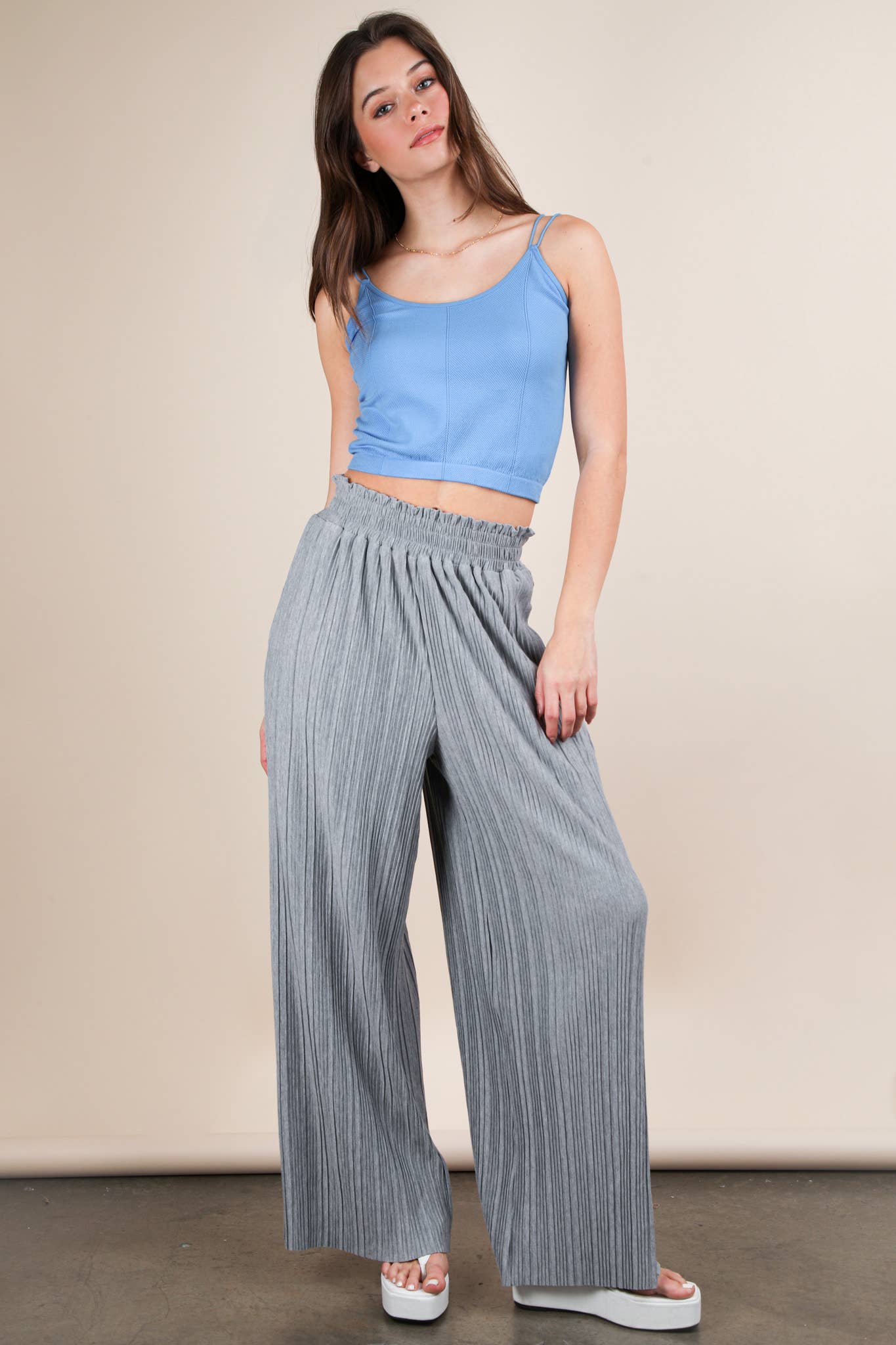 VERY J - Wholesale Pants - Women's - NP70826-Leopard Print & Solid Wide Leg Pleated Pants21