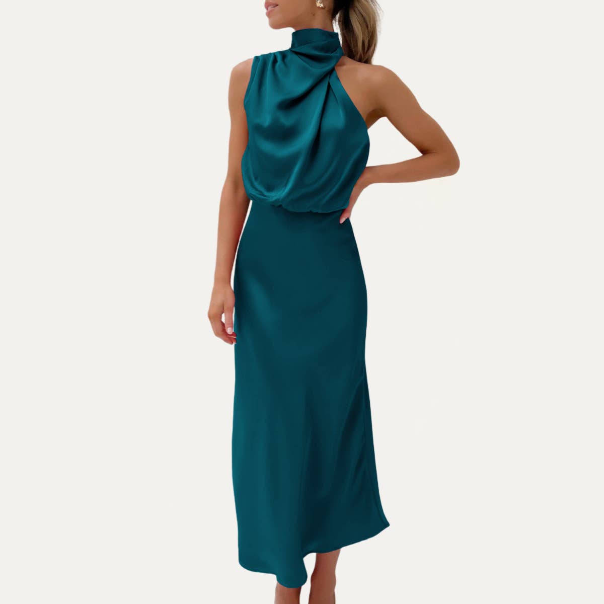 The Moment Collection – wholesale Klänning - Dam – Helt fantastisk One-Shoulder Halter Formell Midi Klänning1
