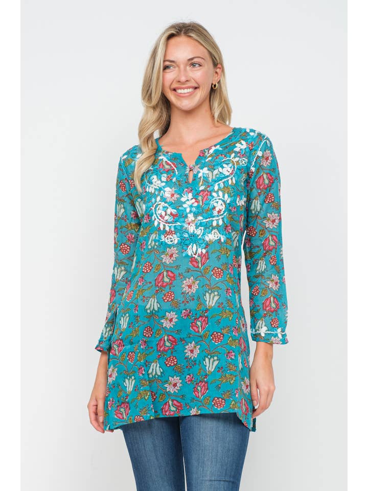 Raj Trading & Imports (USA) Inc. - Vente Tunique – femme - Tunique brodée imprimée Jackie