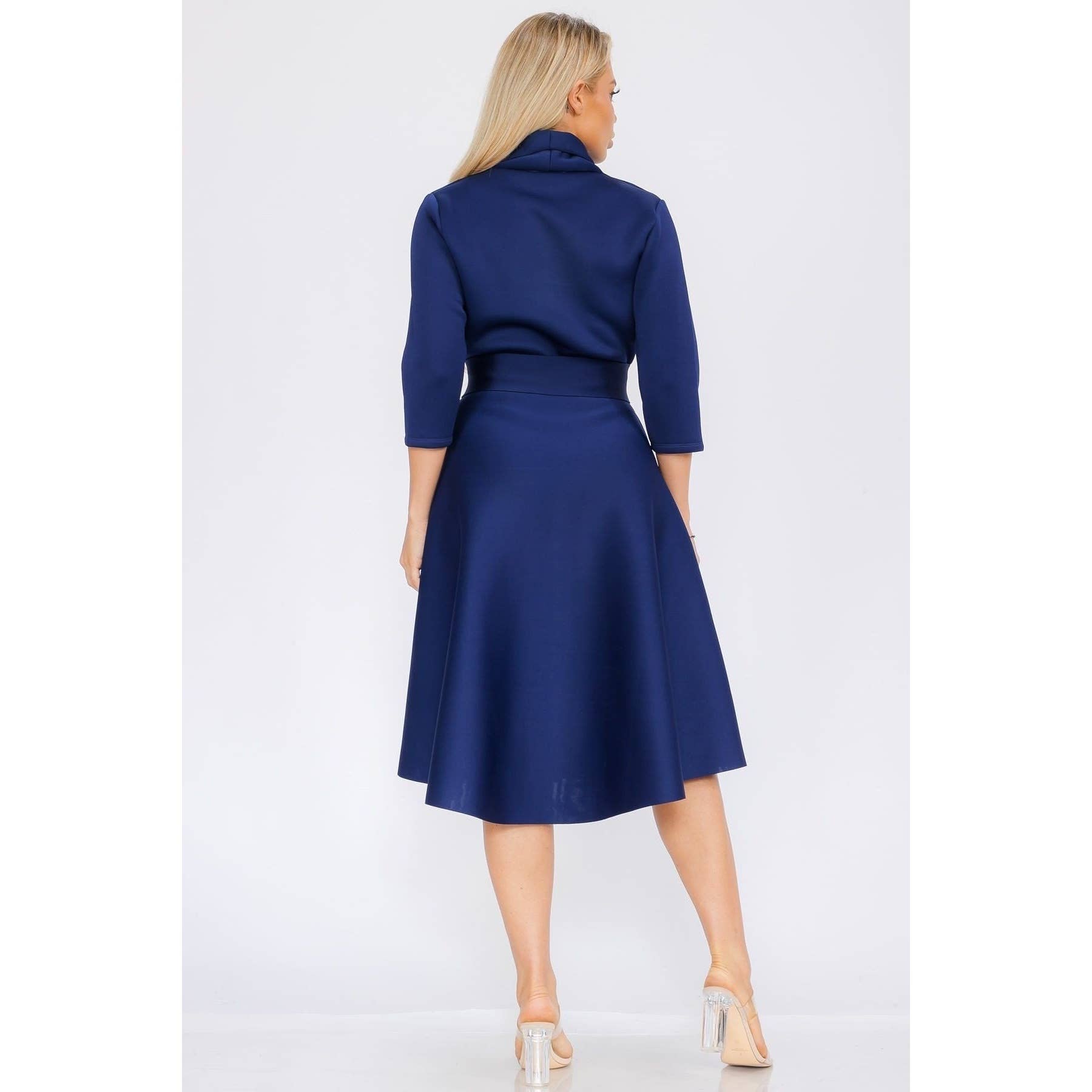 DORCAS - Wholesale Dress - Women's - Women Elegant Front Wrap Dress with Tie Waist and Pockets6