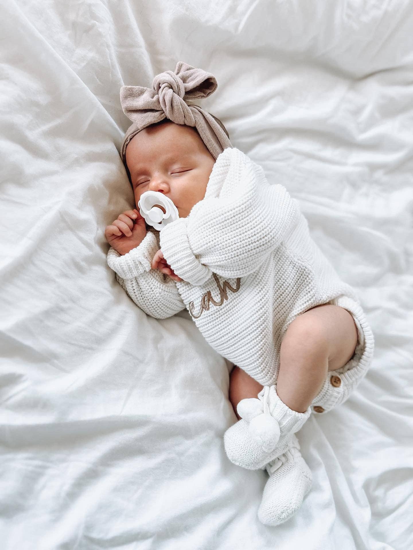 Petite + Co - Wholesale Jumpsuit - Baby - CLASSIC RIBBED ROMPER - MILK | PERSONALISED EMBROIDERY AVAILABLE6