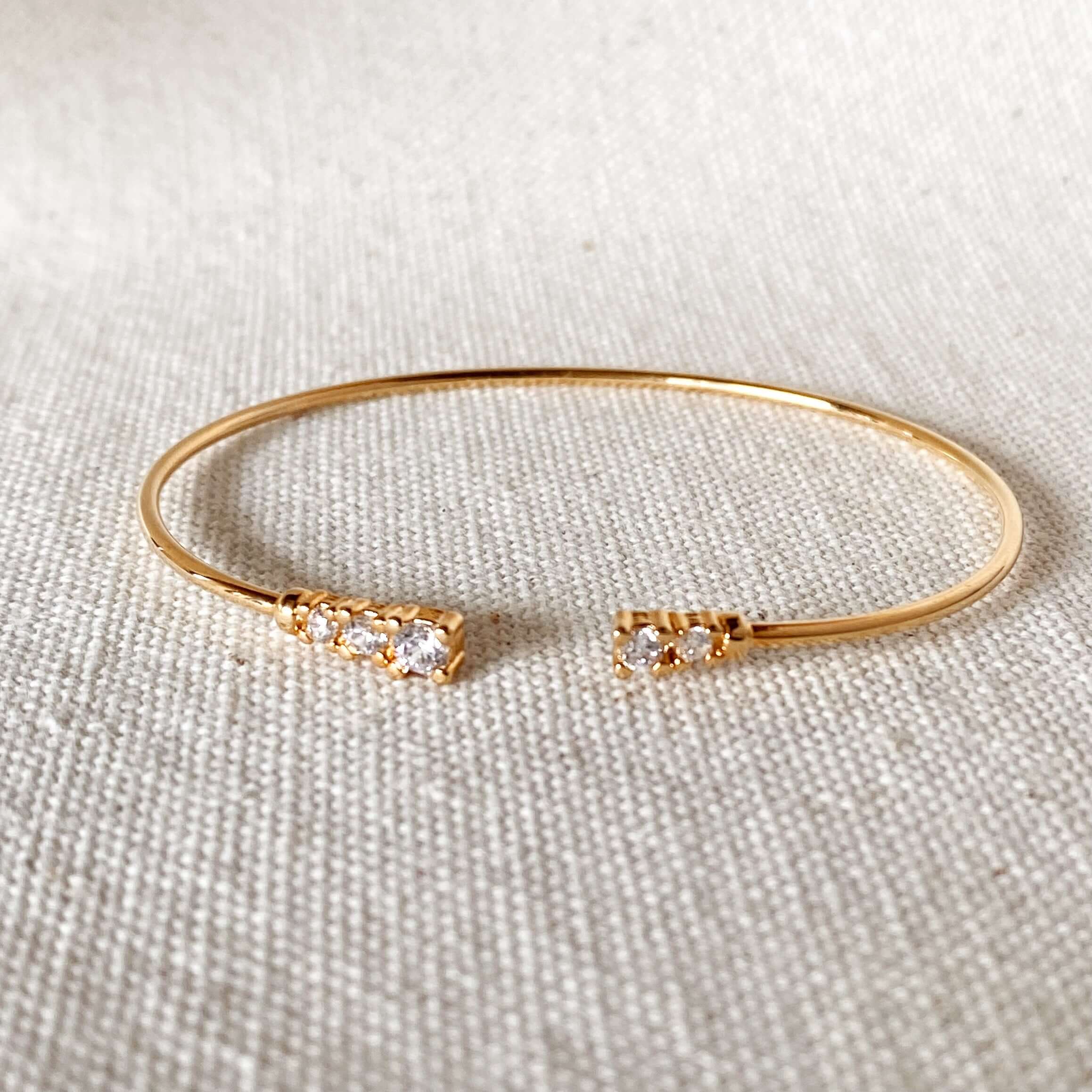 GoldFi - Wholesale Cuff Bracelet - Dainty 18k Gold Filled Cuff Bracelet with Cubic Zirconia Stones2