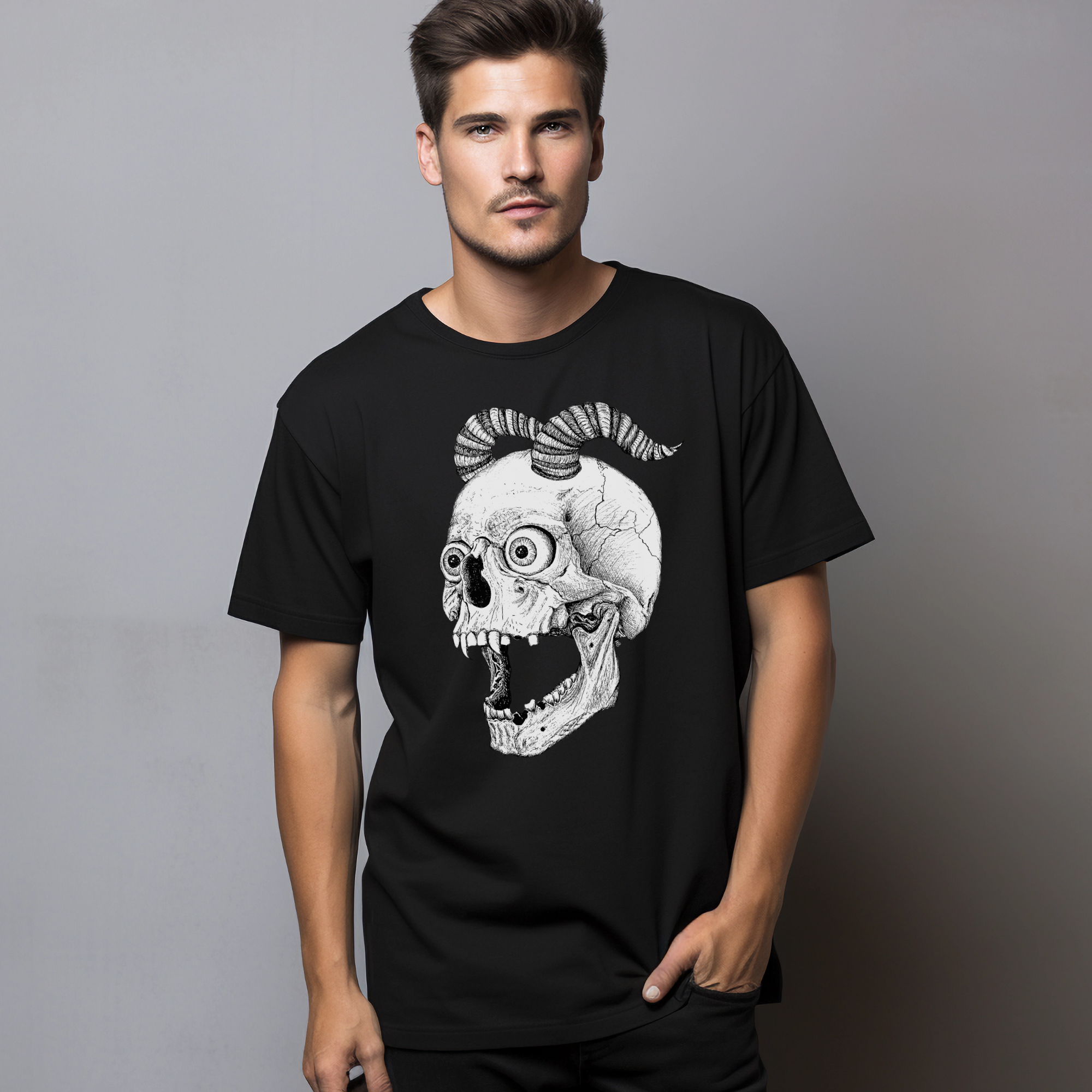 Hannah Kate Makes – wholesale T-shirt (graphic) – unisex – Screaming Skull T-shirt - Black - 100% Cotton - Reg/Fitted22
