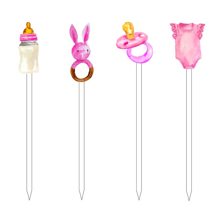BABY GIRL SHOWER ACRYLIC SKEWER COMBO for wholesale by XO ACRYLICS | ACRYLIC STICKS