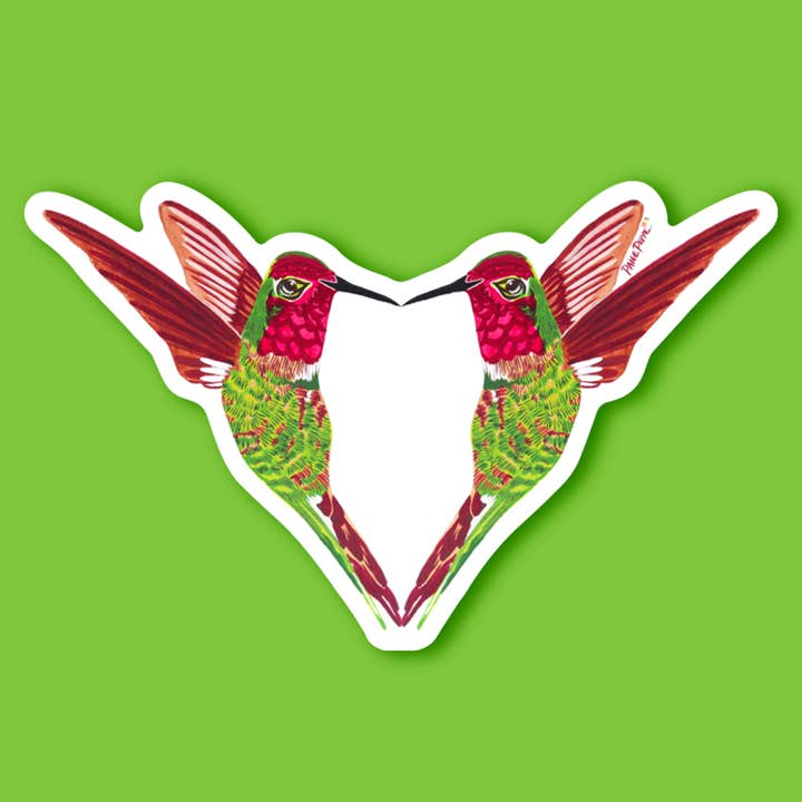 Pegatina "Corazón de Colibríes" para venta al por mayor de Paige Poppe Art