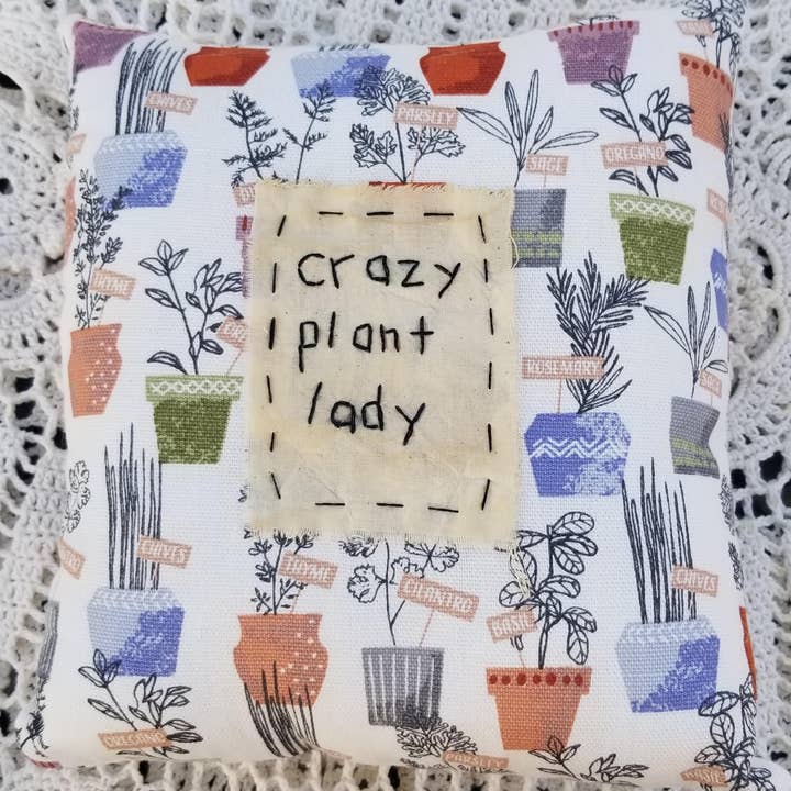 Scraps of the Past - Wholesale Throw/Decorative Pillow - Crazy Plant Lady