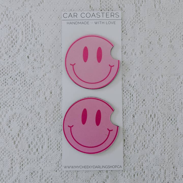 Dessous de verre pour voiture Smiley Face pour la vente par My Cheeky Darling Shop