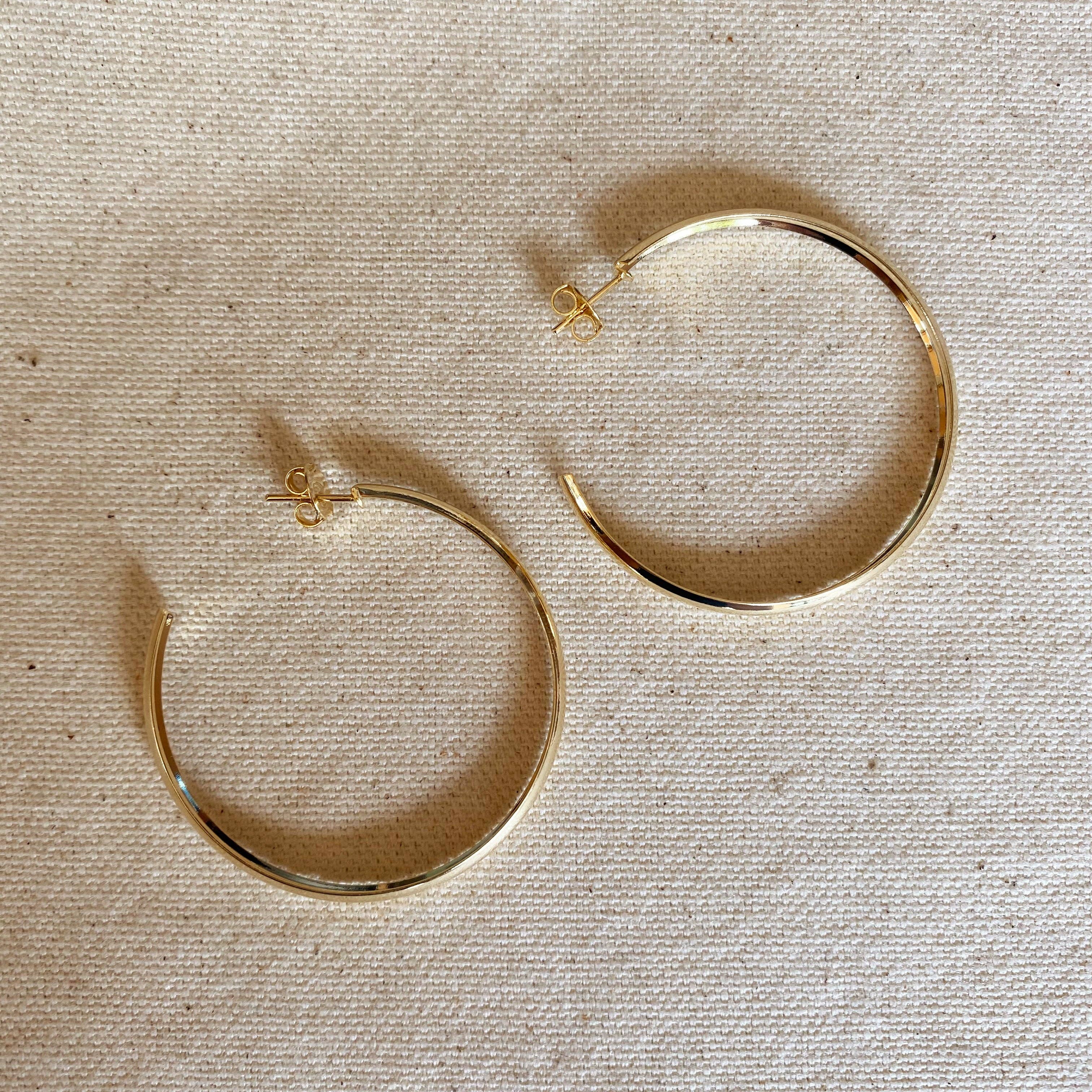 GoldFi - Wholesale Hoop Earrings - 18k Gold Filled 50mm Hollow C-Hoop Earrings4