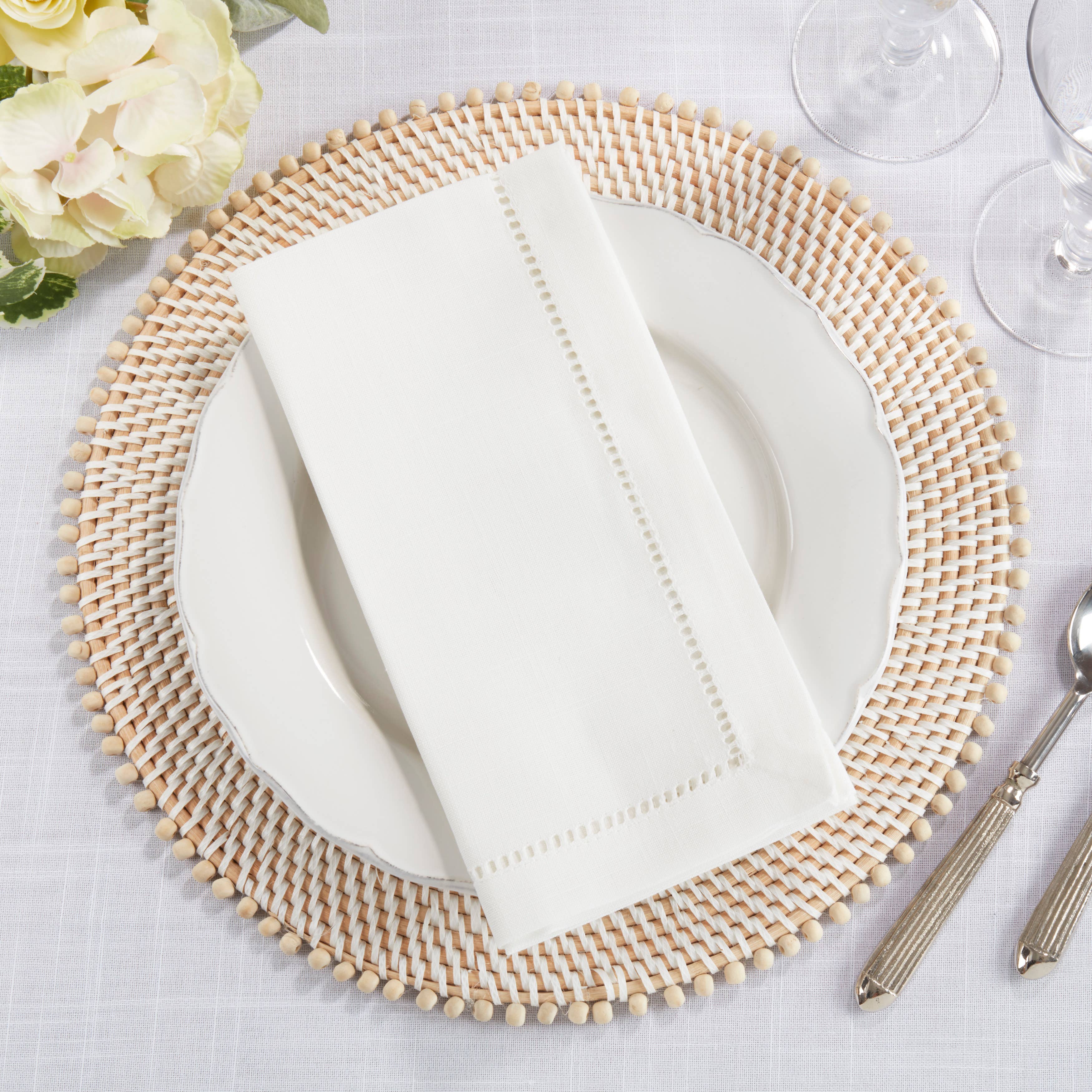Saro Lifestyle – wholesale Dinner & cloth napkin – Poly Hemstitched Dinner Napkin16