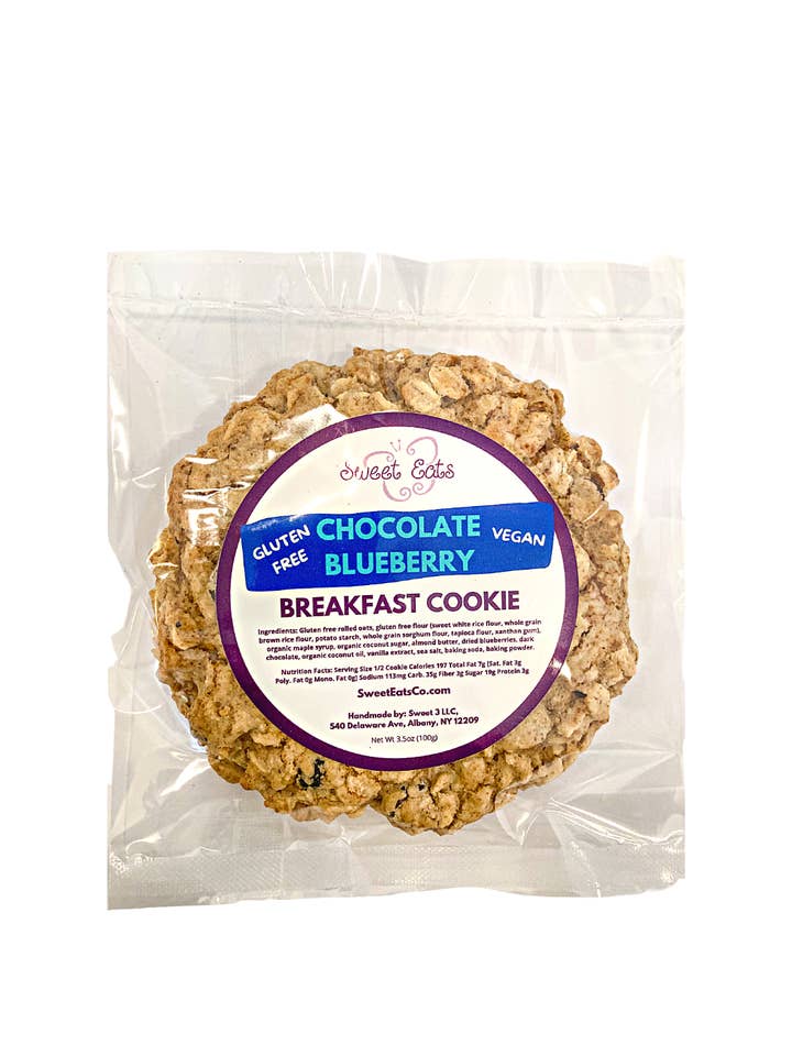 GF + Vegan Chocolate Blueberry Breakfast Cookie for wholesale by Sweet Eats