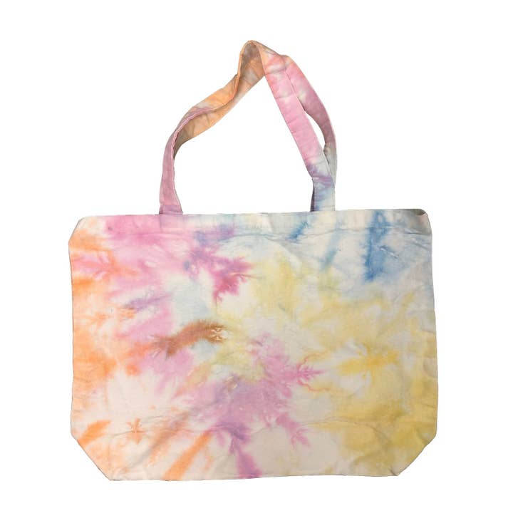 Multi Color Large Canvas Tie Dye Swirl Shopper for wholesale on Faire2