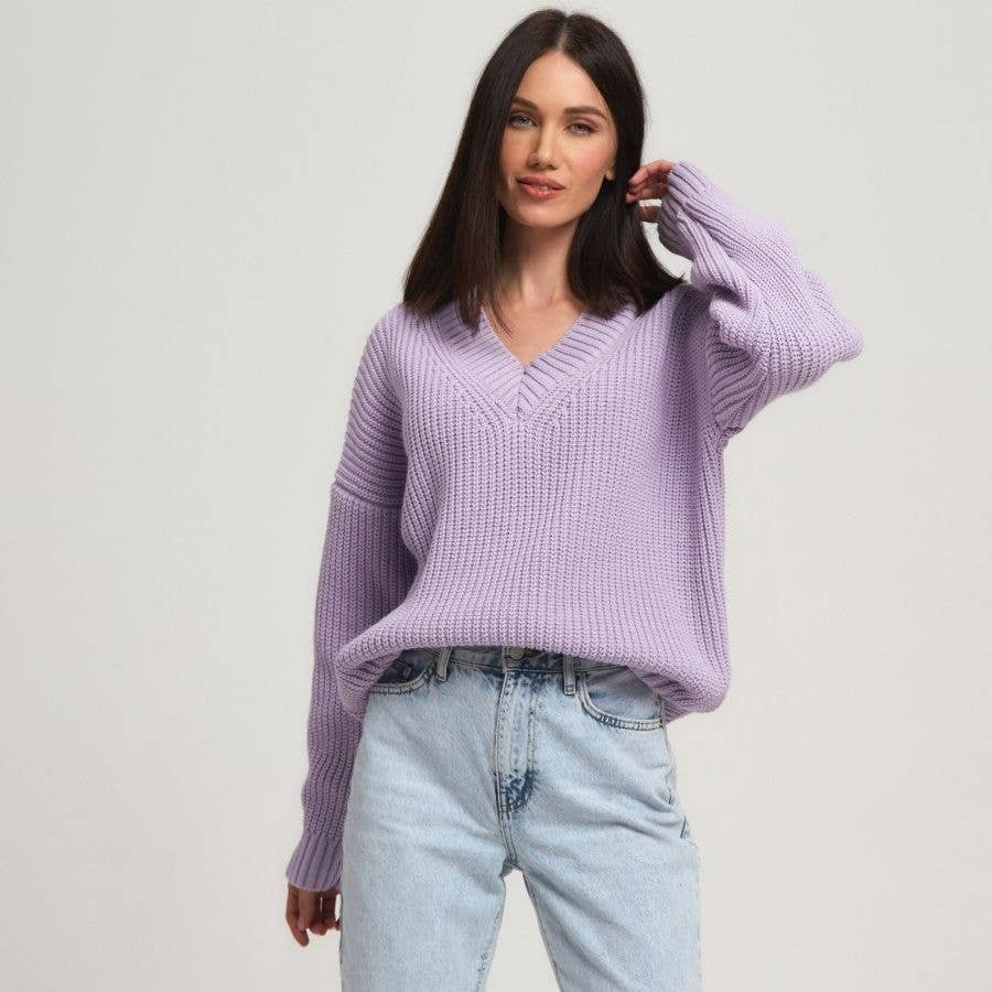 Marayn - Wholesale Knit Sweater - Women's - New European AutumnWinter Vneck Loose Knit Sweater28