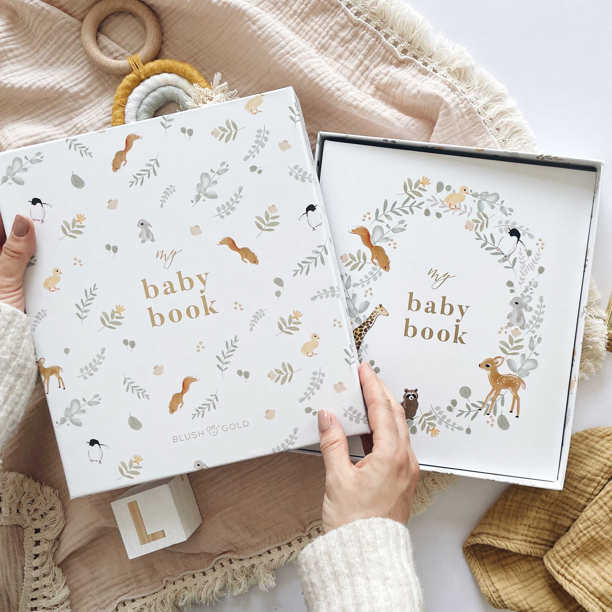Blush And Gold - Wholesale Herinneringenboek - Kinderen en baby - My Baby Book (Dieren) luxe bewaarschrift met memory book + doos2