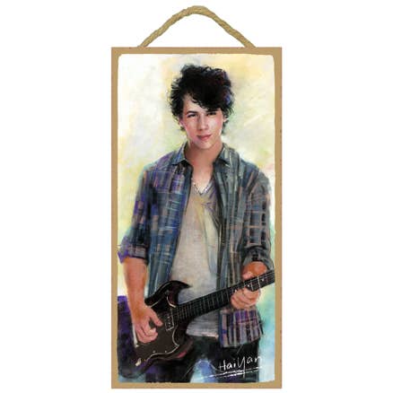 SJT Enterprises, Inc. - Vendita all'ingrosso Targa da parete - Targa con Nick Jonas (Jonas Brothers) con chitarra 12,7 x 25,4 cm