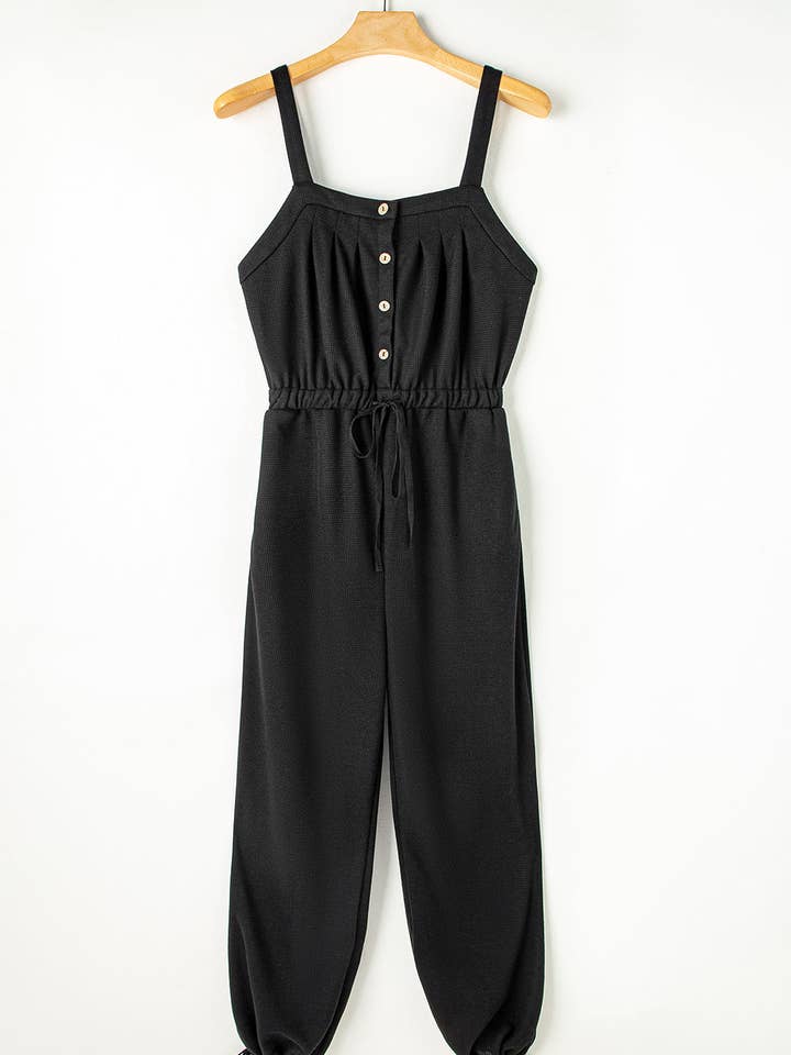 Lovesoft - Wholesale Jumpsuit - Women's - Women's Knotted Straps Button Textured Drawstring Jumpsuit12