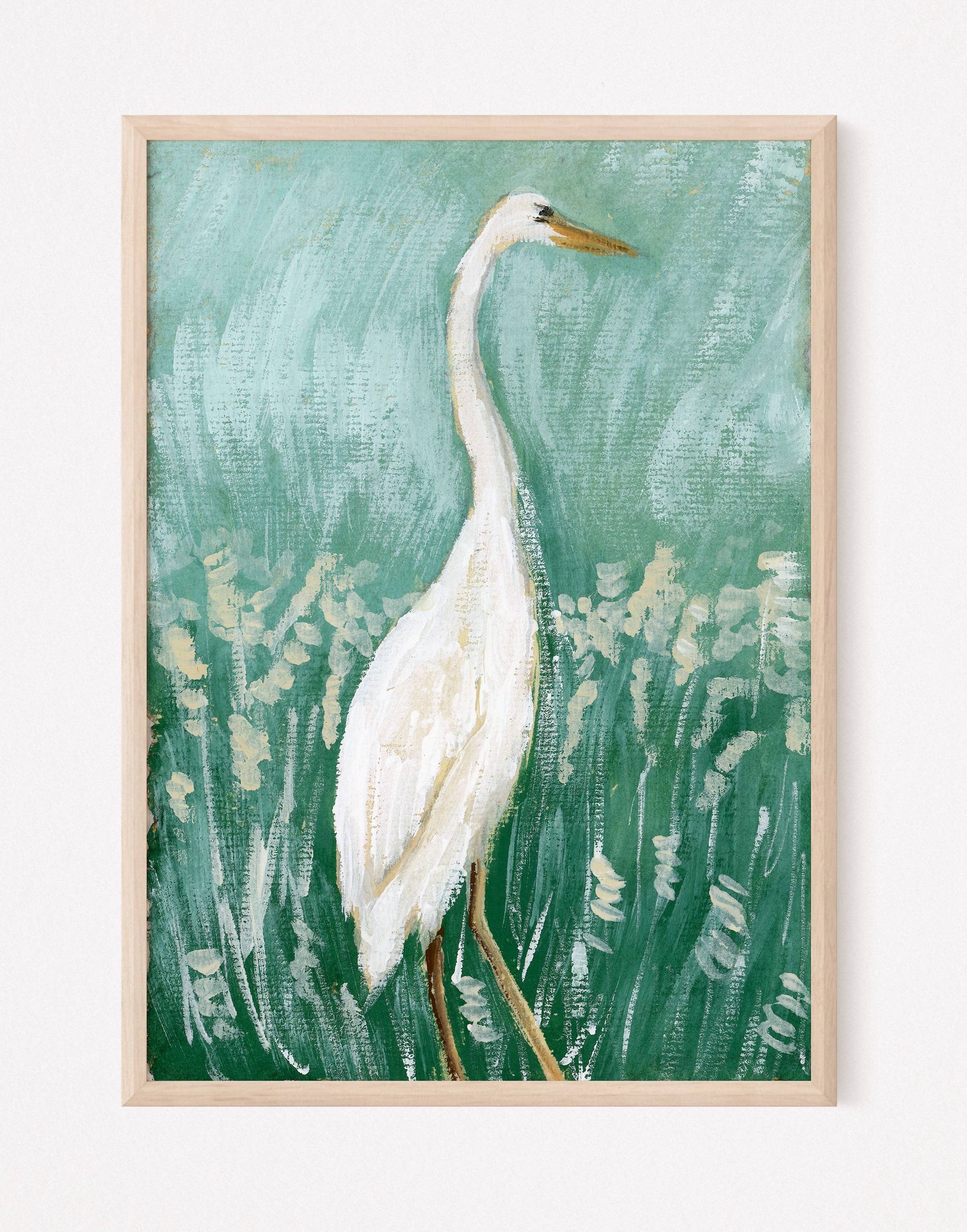 Amanda Wathen Fine Art - Wholesale Art Print - Hugh, a Egret Vertical Print