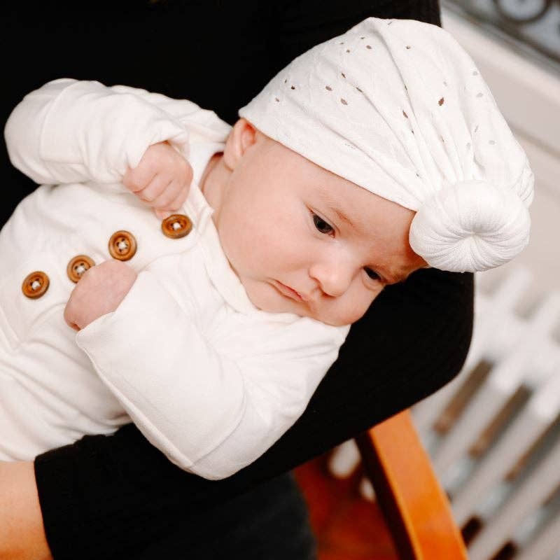 BABYONTOP - Vente Bandeau – femme - Turban MARY - Dentelle Blanche2