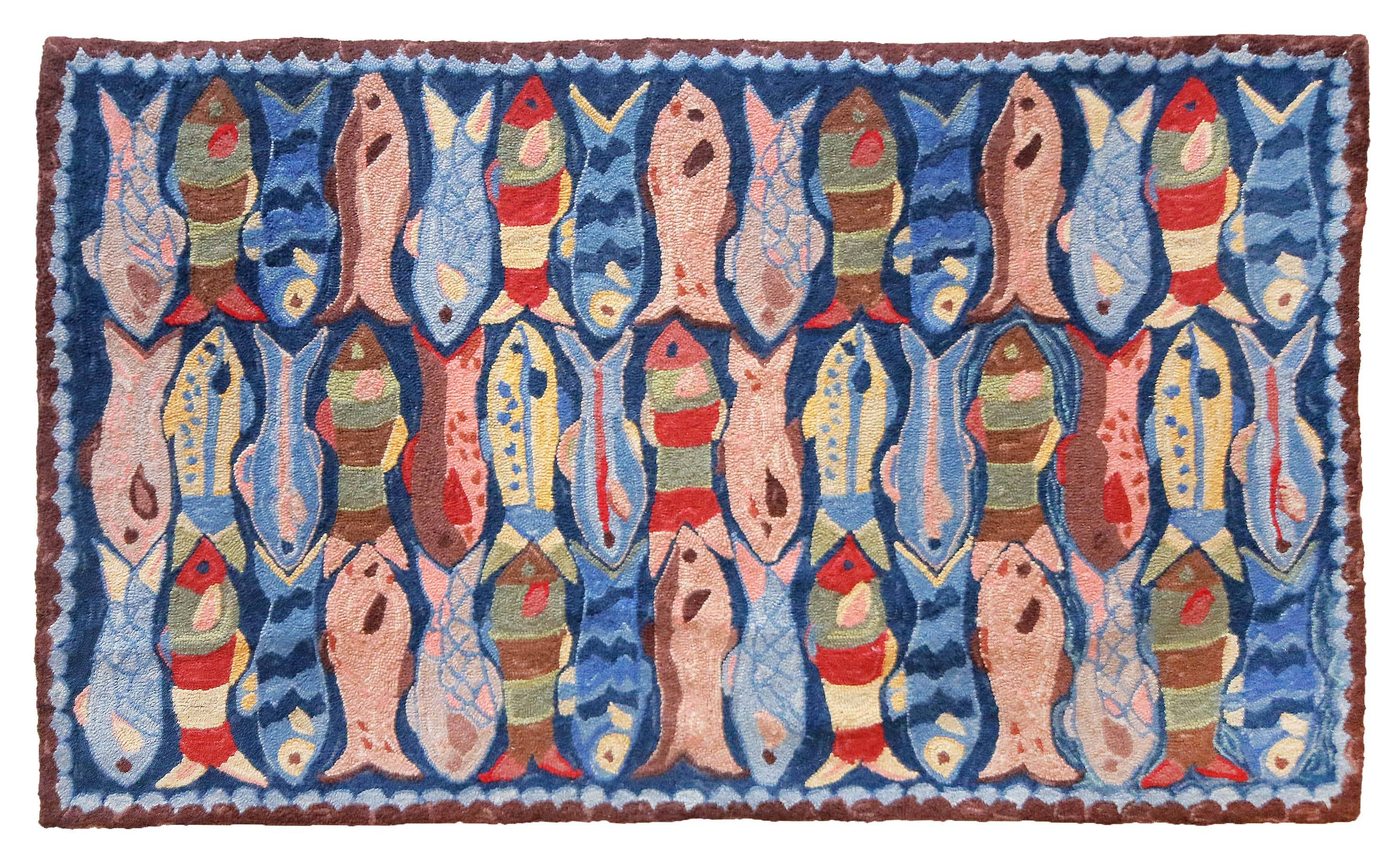 Michaelian Home/India Overseas Traders, Inc. - Wholesale Area Rug - Swimming Fish Hooked Rug Wool 3' X 5'2