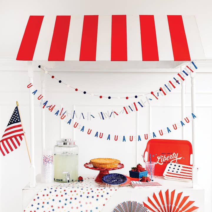 My Mind’s Eye - Wholesale Party Sign/Banner - SSP802 - Stars and Stripes Ticker Tape Mini Banner Set