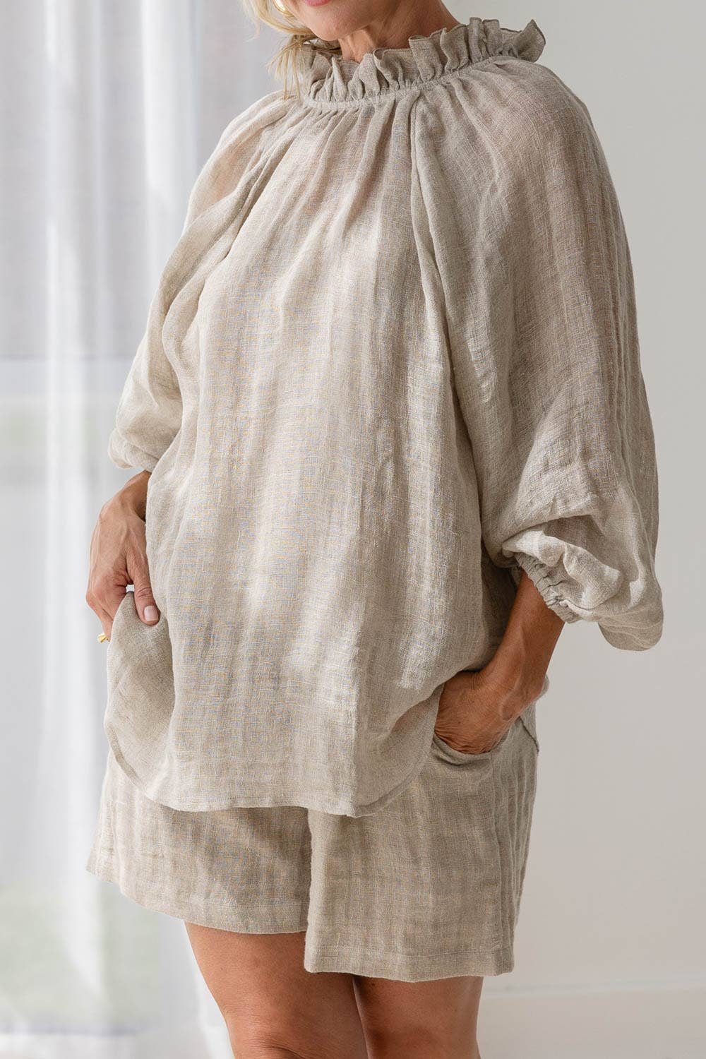 Natural Top de Lino Reversible Lulu - Natural de venta al por mayor en Faire4