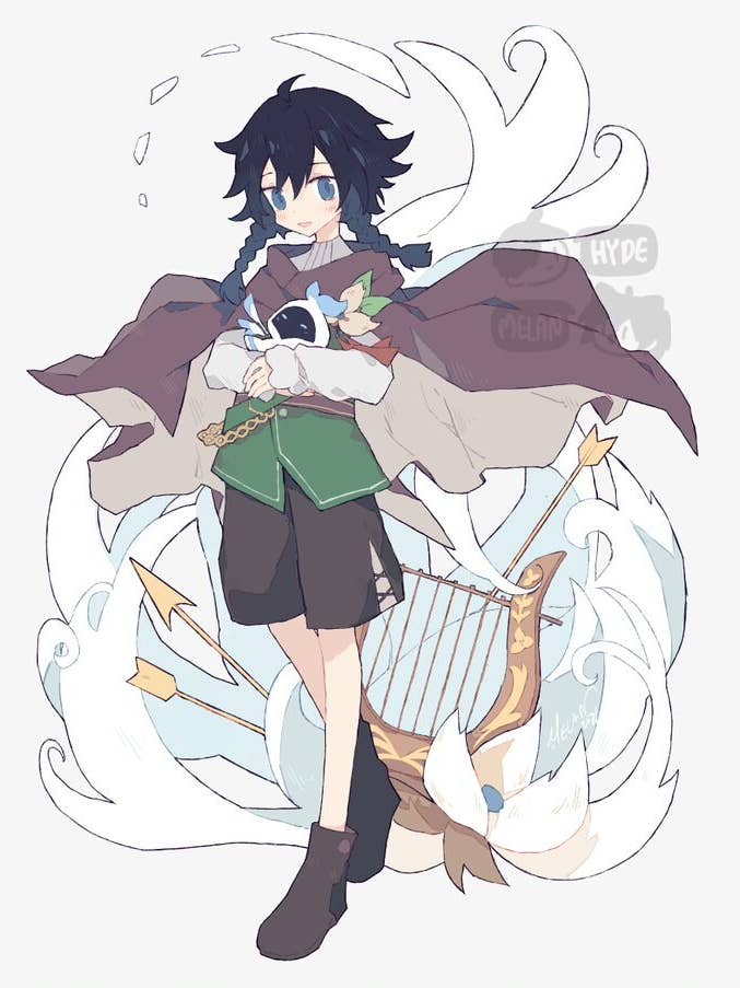 Nameless Bard (Genshin Impact) 8.5"x11" Poster Print for wholesale by HideawayMelon