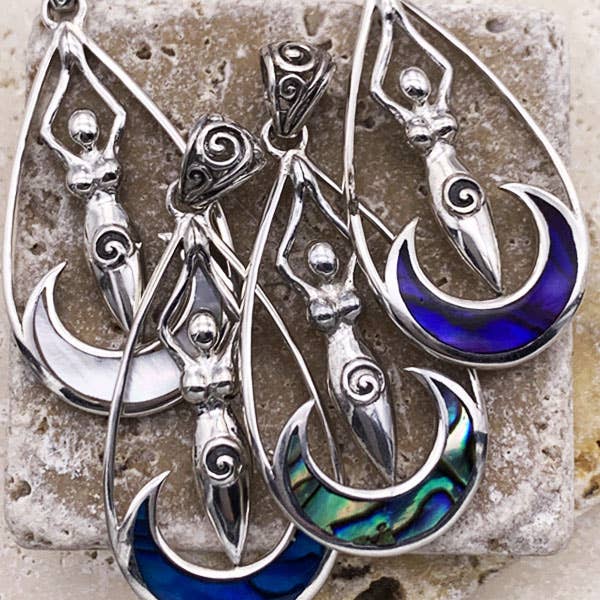 Goddess Design Studio - Wholesale Dangle Earrings - Sterling Silver & Shell Moon Goddess Earrings2