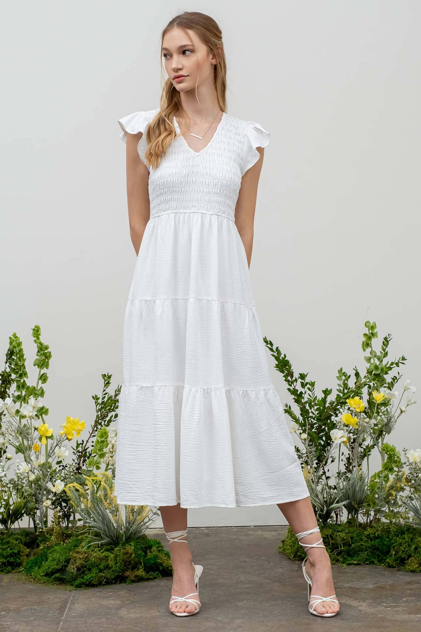 Blu Pepper - Wholesale Dress - Women's - FLUTTER SLEEVE MAXI DRESS38