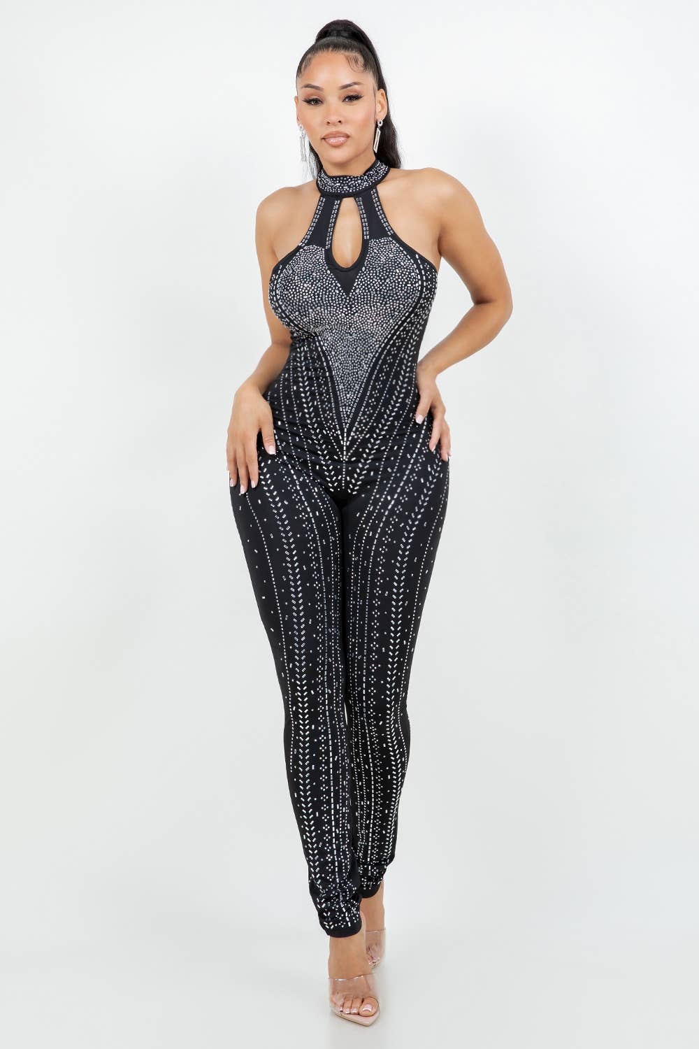 SORT SJ1019 GLIMMER BUKSEDRAGT MED STOPPER for engroshandel på Faire0