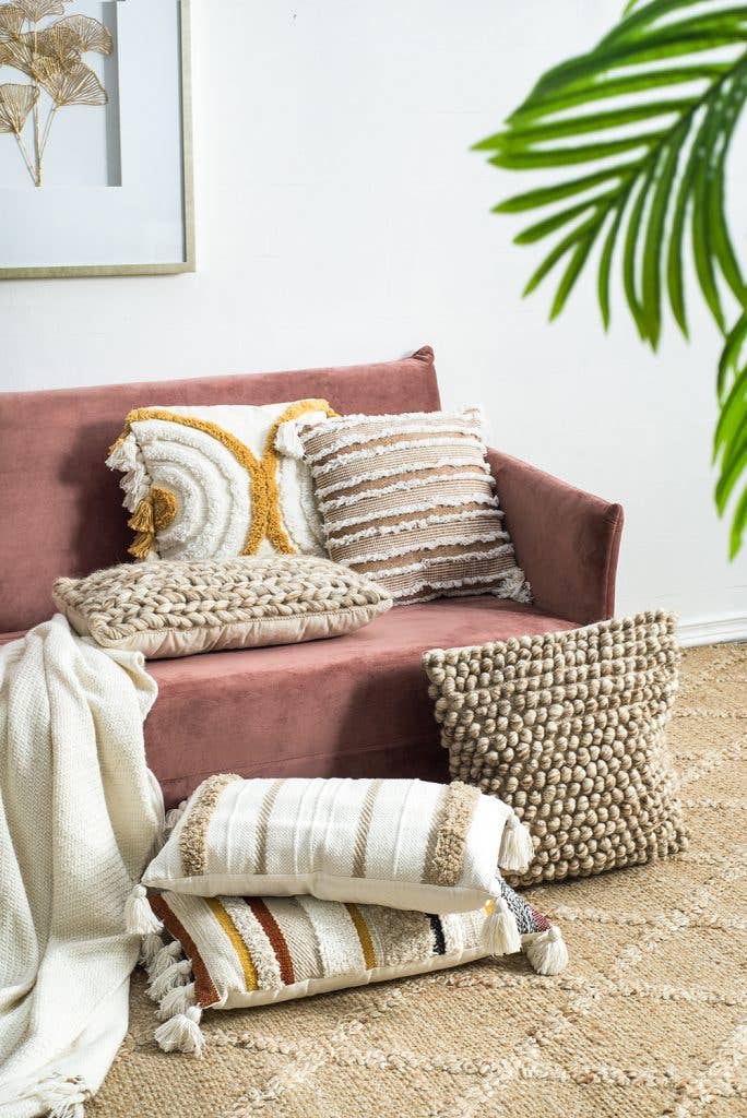 A&B Home Group Inc. - Wholesale Throw/Decorative Pillow - 20x20" Hand Woven Pillow - Beige10