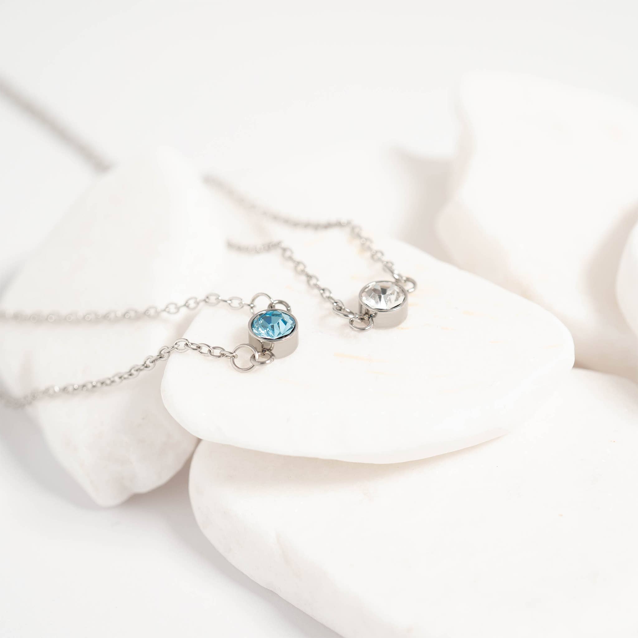 WJW - Wholesale Individual Charm/Pendant - Stainless Steel Cubic Zirconia Birthstone Connector Charms6