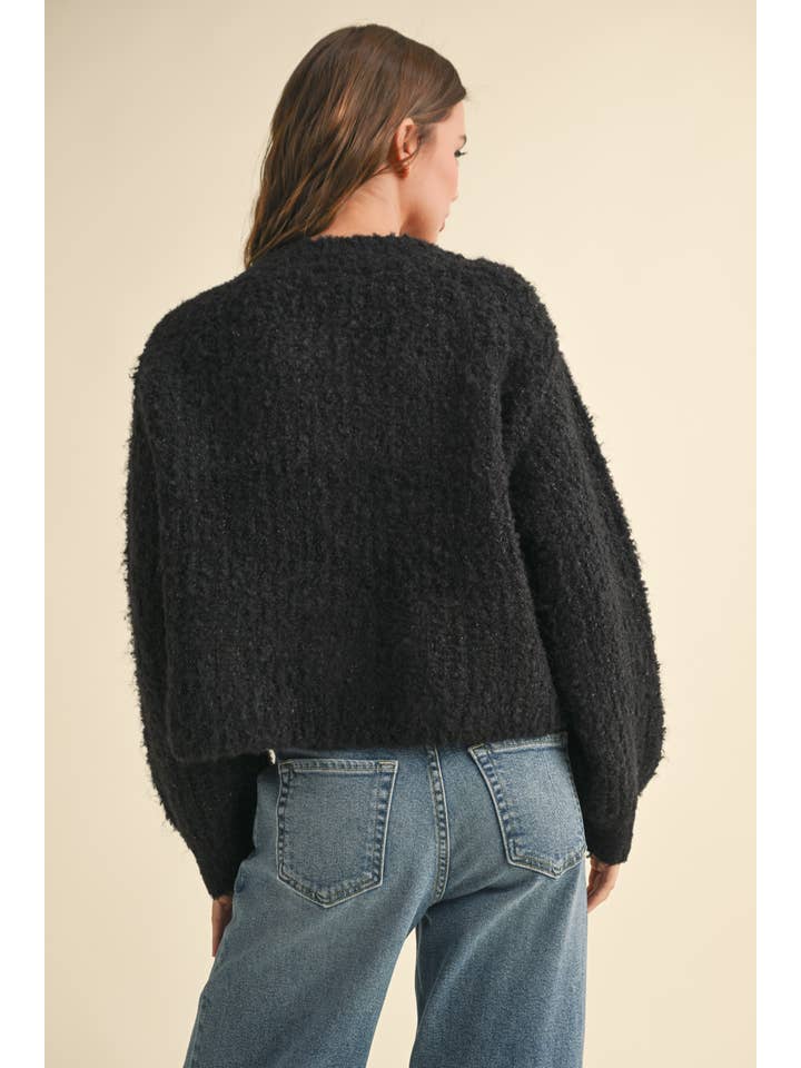 MIOU MUSE - Wholesale Cardigan - Women's - J4620 ROUNDNECK BUTTON FRONT SWEATER CARDIGAN