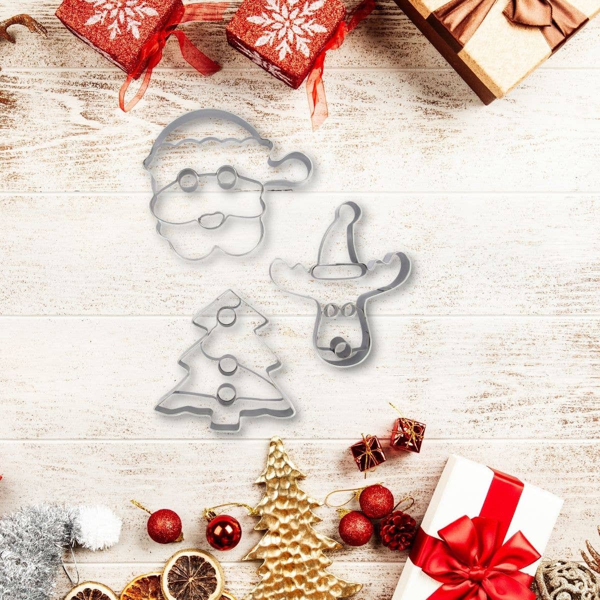 Zenker – wholesale Juldekoration – Uppsättning av 3 jul kaka cutters (jultomten, julgran, ren)2