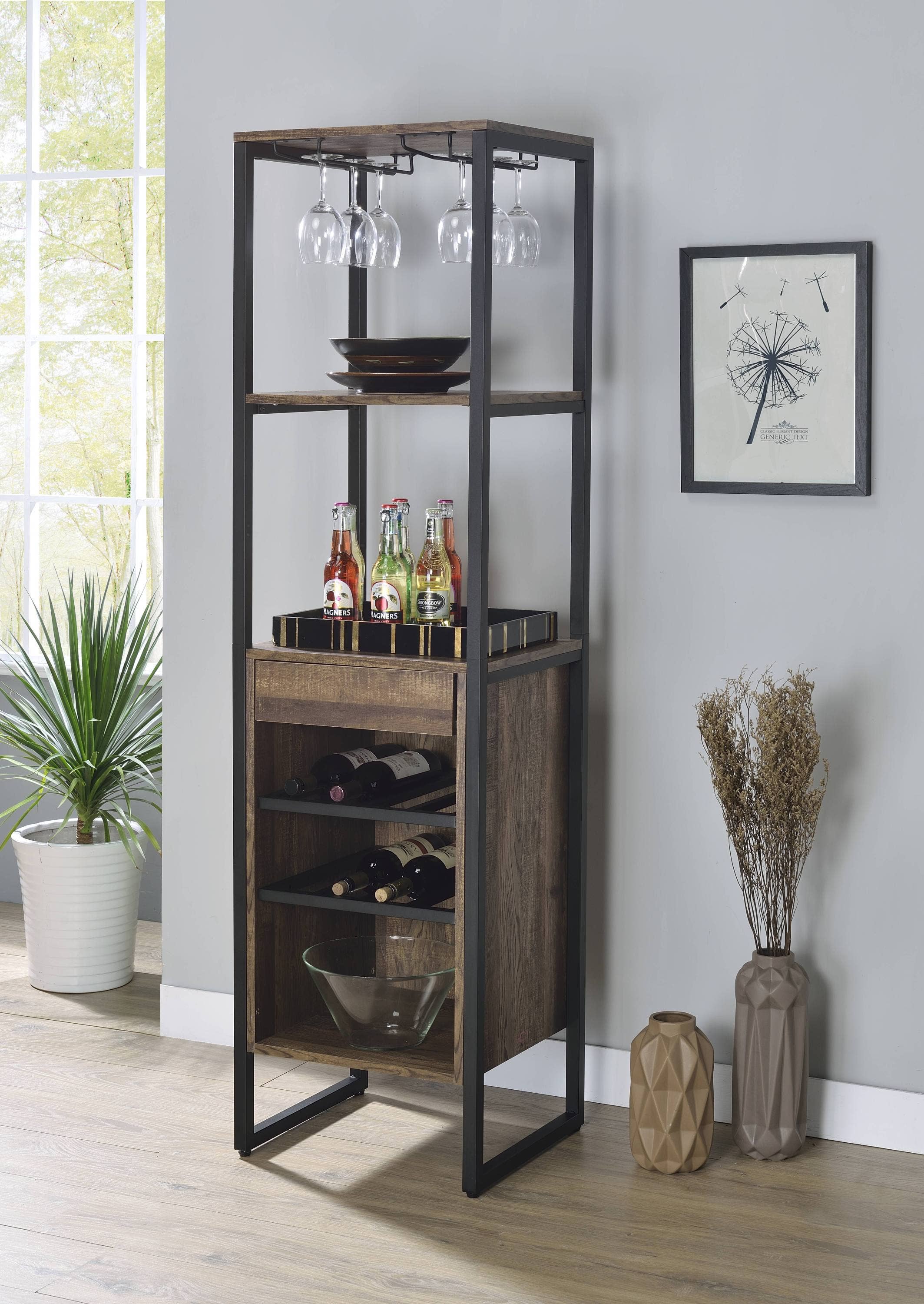 39F Inc. - Wholesale Wine Rack - Narik Weathered Oak Finish Wine Rack0