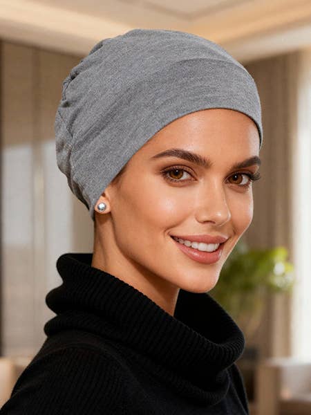 Cappello chemio Buttery Soft Heather Grey per la vendita all'ingrosso da parte di Turban Plus