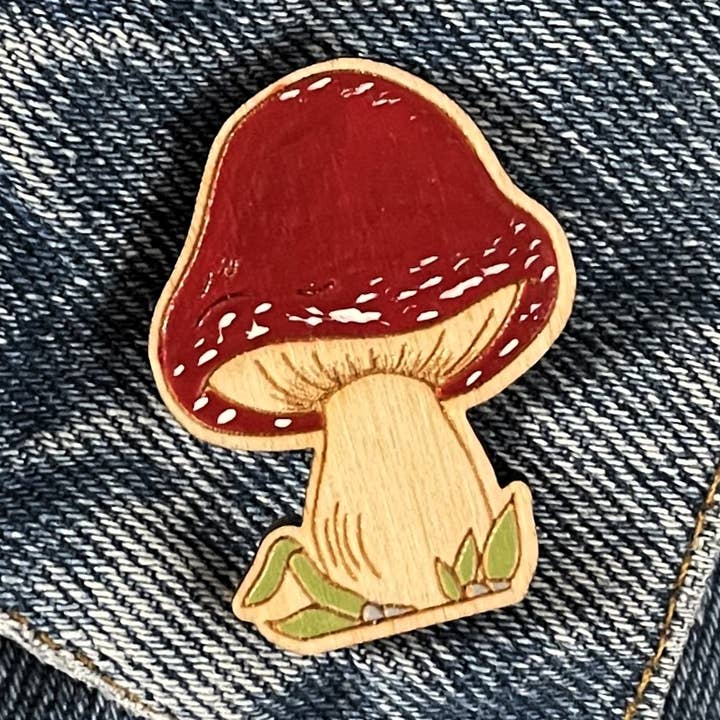 Eco Friendly Wooden Pin Mushroom for wholesale by With Love Jessi P